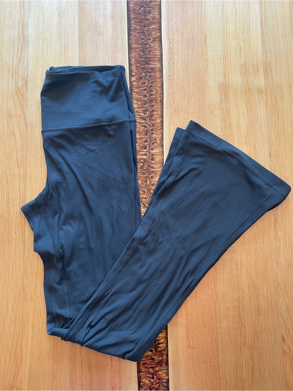 lululemon athletica Charcoal Gray Ribbed Flare Yoga Pants